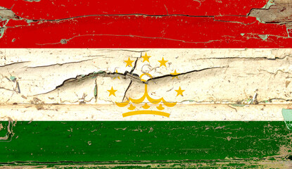 3D Flag of Tajikistan on wood