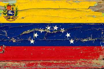 3D Flag of Venezuela on wood