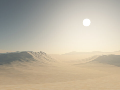 3D Desert Landscape With Sand Dunes