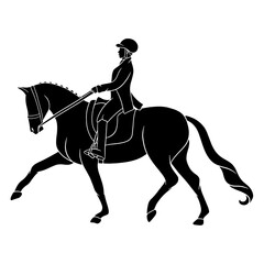 Horse Riding Woman Riding Dressage Horse in Silhouette