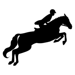 Horseback Riding Woman Riding Horse Jumping Over Obstacle Silhouette