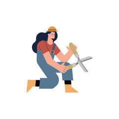 female gardener with scissors