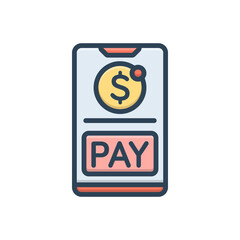 Color illustration icon for mobile payment