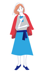 飲み物を持つ女性のイラスト素材