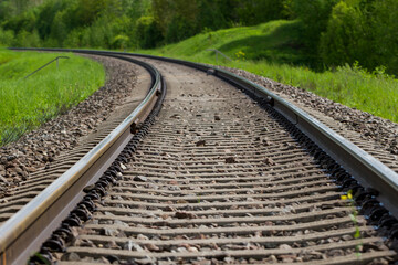 Obraz premium View to curve railroad.