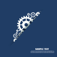 Abstract techno gear background with geometric colorful gear wheels. Space for gear text. Vector gears modern mechanism industrial concept. Technology gears background. Gears Vector illustration 