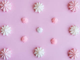 Merengue background. Flat lay. Top view.