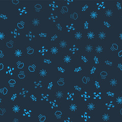 Set Storm, Wind and snow, Tornado and Cloud with rain on seamless pattern. Vector