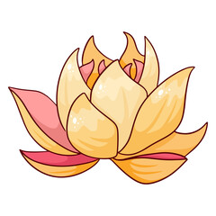 Tropical plant bright flower in cartoon style