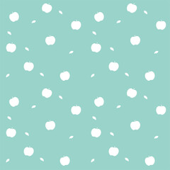 りんごのパターン柄　グリーン