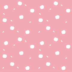 りんごのパターン柄　ピンク