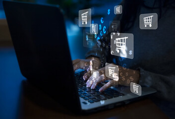 Business women use laptops Online shopping ideas