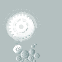 Abstract techno gear background with geometric colorful gear wheels. Space for gear text. Vector gears modern mechanism industrial concept. Technology gears background. Gears Vector illustration 