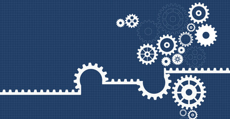 Abstract techno gear background with geometric colorful gear wheels. Space for gear text. Vector gears modern mechanism industrial concept. Technology gears background. Gears Vector illustration 