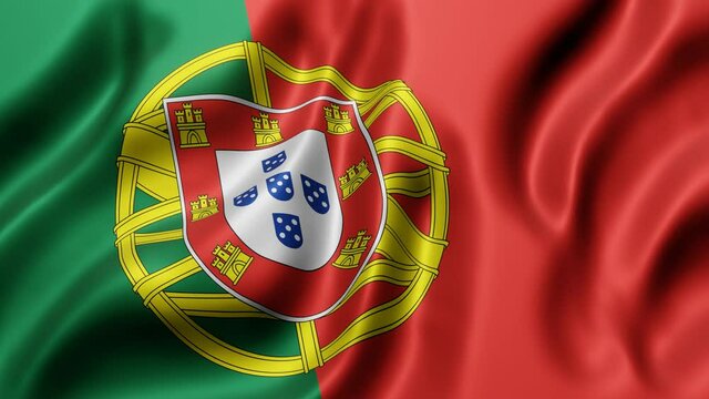 3d rendering of a National Portugal flag waving in a looping motion