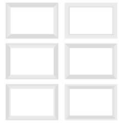 Fototapeta na wymiar Empty square picture frame, Photo container template, Six different model of Vector photo frame