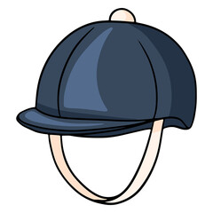 Outfit rider head protection jaquettes helmet illustration in cartoon style.