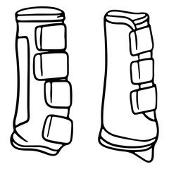 Harness for a horse protective shoes for a horse vector illustration in line style for a coloring book