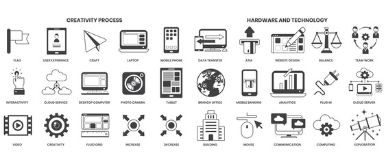 Obraz premium Creativity icons set for business