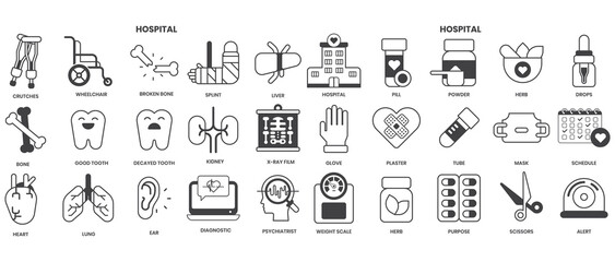 Hospital icons set for business