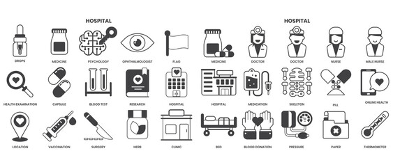 Hospital icons set for business