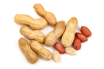 Organic peanut, isolated on white background. High resolution image.