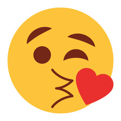 Flat color style emoji blink love.