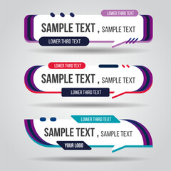 Lower third live red and blue design tv template modern contemporary. Set of banners bar screen broadcast show bar name. Collection of lower third for video editing on transparent background.