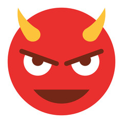 Flat color style emoji devil.