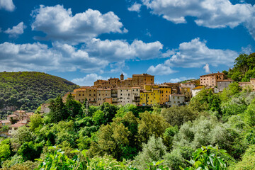 Fototapeta na wymiar Panorama of the town of SassettaTuscany Italy