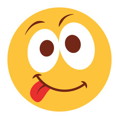 Flat color style emoji tongue smile.