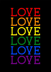 Love word with pride flag pattern