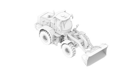 3D rendering of a excavator dozer computer model isolated on white background © Sepia100