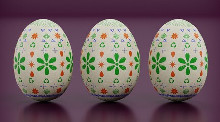 Realistic 3D Render of Easter Eggs