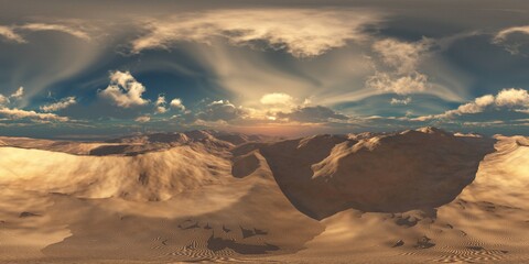 Panorama of sandy desert. Environment map. HDRI . equidistant projection. Spherical panorama. panorama 360. 3d rendering © ustas