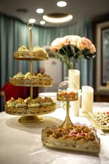 sweet table with cakes and sweets at a children's party