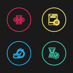 Set line Fast payments, Hourglass setting, Oven and icon. Vector