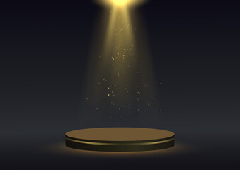 Round podium on empty pedestal for award ceremony, with spotlights. Vector illustration