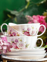 cup of tea and flowers