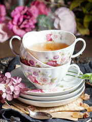 cup of tea with flowers