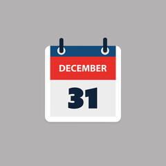 Calendar Page Design for Day 31st of December, Last Day of the Year - Vector Illustration