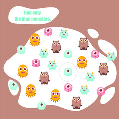 Kids mini game for development with cute monsters.