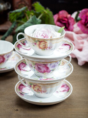 cup of tea and flowers