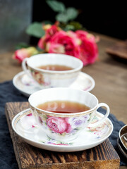 cup of tea and flowers