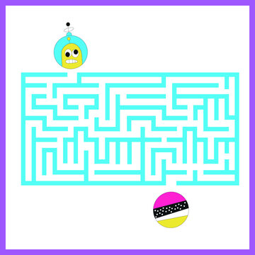 Maze with cute aliens. Kids mini game for development.