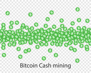 Green Bitcoin cash mining falling confetti.