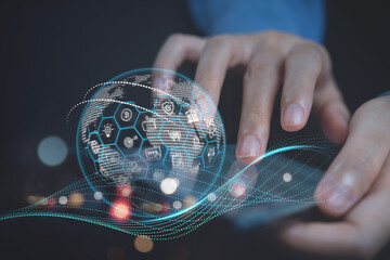 IoT, Internet of Things, online shopping, digital marketing, E-commerce, omnichannel, social network connection concept