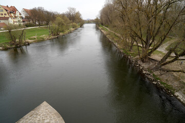Canal flowing through the park trees