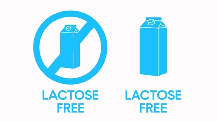 Lactose Free Icon Set. Vector isolated illustration of lactose free signs