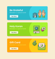 be grateful holy koran gift card for banner template with dashed line style